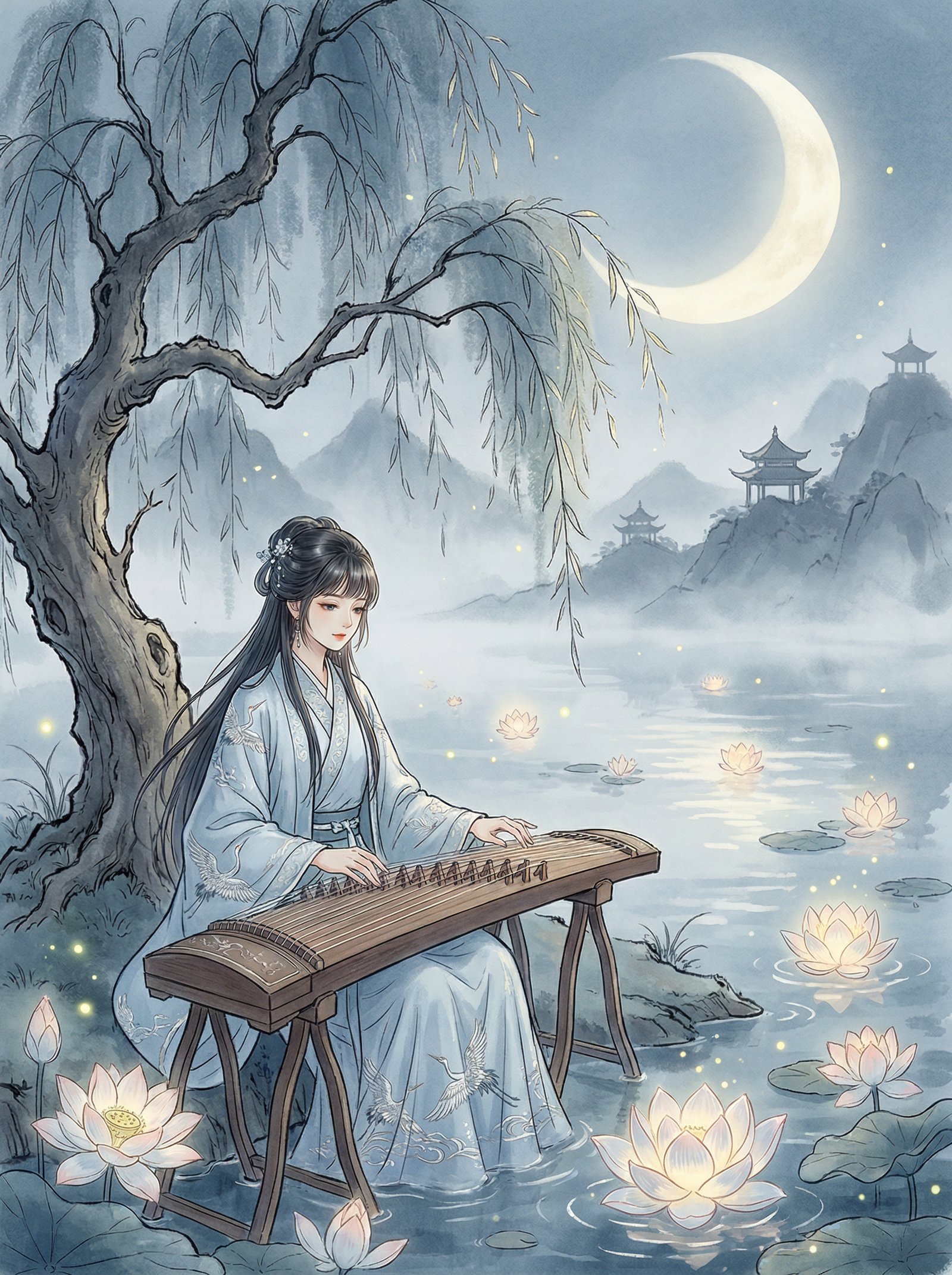 探花动漫-月下古筝